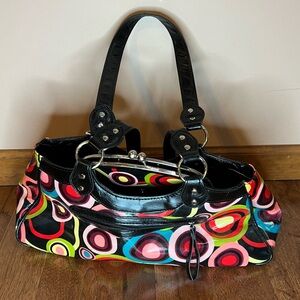 Vintage retro 70s colorful circles unique shoulder handbag B66